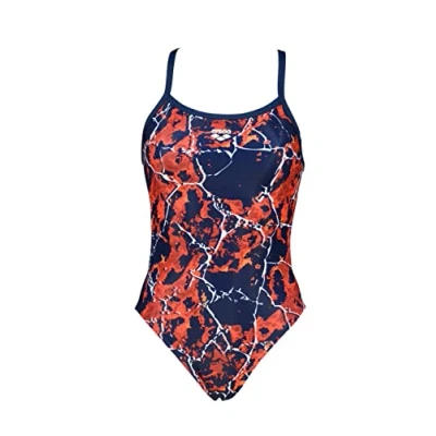 Image of Arena Earth Texture Challenge Swimsuit Navy Red Multi 34