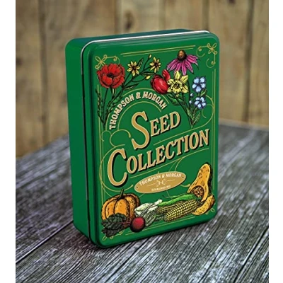 Image of Vintage Green Seeds Storage Tin x1 Perfect For Garden Necessities Plants by Thompson and Morgan