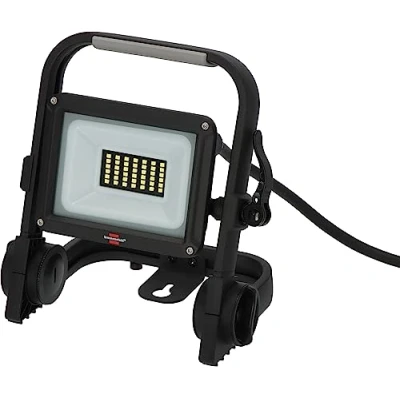Image of Brennenstuhl Mobile LED Work Light JARO 3063 M/LED Spotlight for Outdoor use IP65 (LED Floodlight 20W with 2m Cable, Quick Release Fastener and 2300lm)