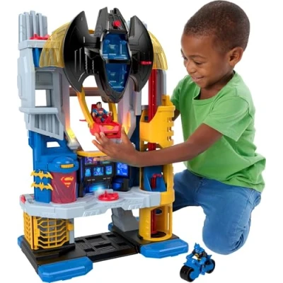 Image of Imaginext DC Super Friends Batman Playset Ultimate Headquarters 2 Ft Tall with Lights Sounds Figures &amp; Accessories for Ages 3+ Years, HNW08