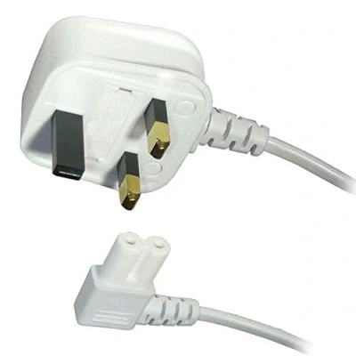 Image of K M Electronics® Figure 8 FIG IEC C7 TV Mains Power Cable Lead Angled 3M White