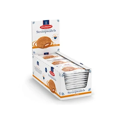 Image of Daelmans Stroopwafels Caramel waffles 39 g x 36 (Single Pack) in a Box Authentic Dutch Waffle Stroopwaffels