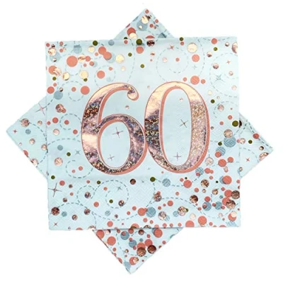Image of Oaktree Sparkling Fizz 60th Rose Gold 33cm x 3 ply Napkins 16pcs