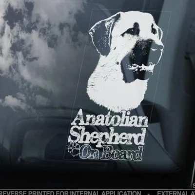 Image of LMMIXEE Anatolian Shepherd on Board Stickers Car Decal Window Dog Sign Mom Dad Vinyl Die Cut Decals Funny Bumper Gift