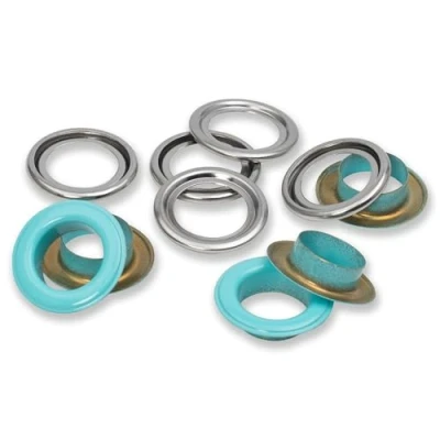 Image of Eyelets with washers [15 pieces Ø 14 mm] Prym mint/metallic silver green