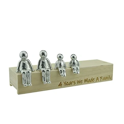 Image of 4th Anniversary Idea 4 Years We Made A Family Metal Ornament Choose Your Combination Box &amp; Woodgrain May Vary(2 Children)