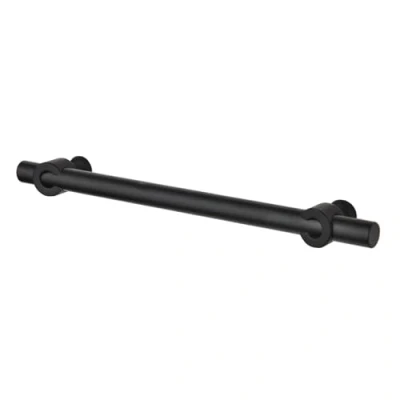 Image of Decoranddecor Tafetta T Bar Kitchen Cabinet Handles Traditional Minimal Design Cupboard Pulls Sleek Furniture for Kitchens and Cabinets Matt Black 224mm Hole Centre