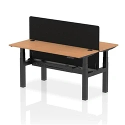 Image of Air B2B 1600x600mm Adjustable 2P Bench Desk CP Oak/Black + Screen