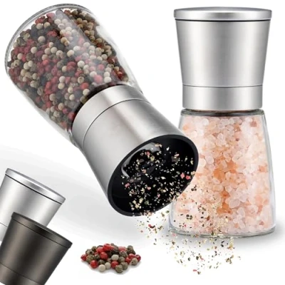 Image of Zolmer® Salt and Pepper Grinder Set of 2 with Adjustable Ceramic Elegant Mill Made Stainless Steel [Without Spice Content]