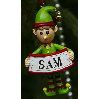Image of Boxer Gifts Sam Elf Christmas Tree Decoration Xmas Bauble Ornament Gift One for The Whole Family, Ceramic, Multi Colour, 8 x 4.5 2 cm