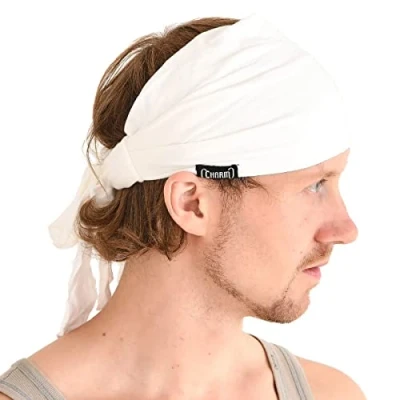 Image of CHARM Sports Headband Bandana for Men Womens Yoga Hairband Kids Ninja Pirate Costume White