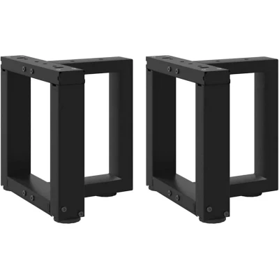 Image of vidaXL coffee table legs steel t shaped 2 pcs 30x25x(30 31) cm black adjustable