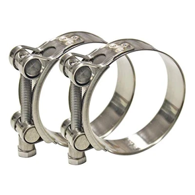 Image of WYKA 2 Pack T Bolt Hose Clamp 304 Stainless Steel Heavy Duty Tube Clips Clamps (4.8 5.12&#039;&#039;(122 130mm))