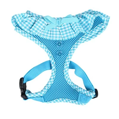 Image of Puppia Vivien Dog Harness small Super soft and comfortable in many colours Checkered edges Also usable as Puppy Anti Pull Lead, Sky Blue, XS