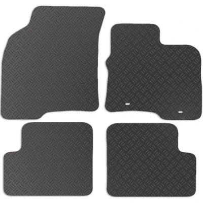 Image of Carsio Rubber Car Mats For Fiat Panda 2012 to 2015 2 fixings Tailored Fit Floor Mat Set Complete Accessory Black Custom Fitted All Weather &amp; Heavy Duty, Anti Slip Backing with Clips