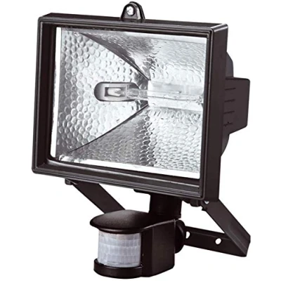 Image of Greenfields Halogen Floodlight Security Light 180 Degree Adjustable 400W Black Aluminium with PIR Motion Sensor 12m Range Detection Angle and Sensitivity Settings
