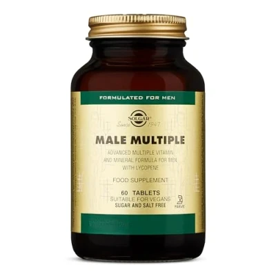 Image of Solgar Male Multiple Tablets Pack of 60 Supports Metabolism and Reduces Fatigue Immunity, Health Bone Heart Vegan