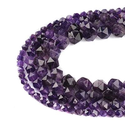 Image of Ruilong AA+ Grade Faceted Beads Natural Stone DIY Precious Gemstone Loose Strand for Jewelry Making (Amethyst, 6MM)