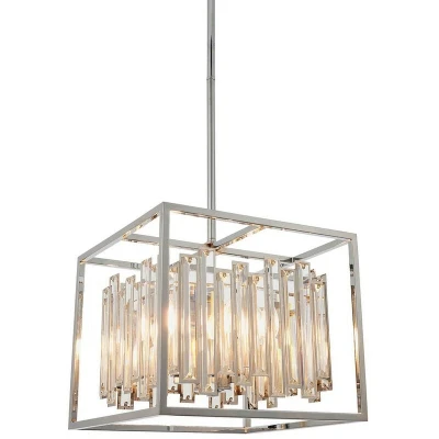Image of Acadia 4 Light Ceiling Pendant Chrome Plate &amp; Clear Crystal Glass, E14