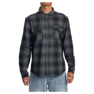 Image of RVCA Dayshift Flannel Long Sleeve Shirt Black (UK, Alpha, M, Regular, Regular)