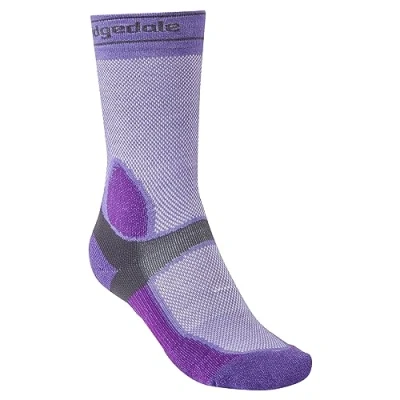 Image of Bridgedale MTB Summer Weight T2 Coolmax Sport Ladies Boot Length Mountain Bike Socks Purple/Grey, Medium
