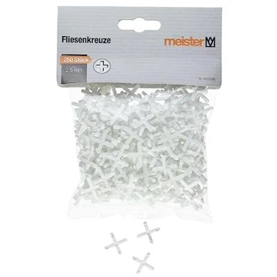 Image of Meister Tile Spacers 2.5 mm Practical Set of 250 Made Robust Plastic White/Tile Accessories/Tile Laying Aid/Tile / 4422000