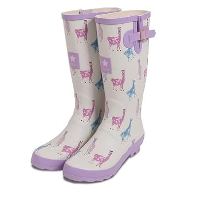 Image of Onlineshoe Women’s Funky Flat Wellie Wellington Festival Rain Boots Assorted Colours 8 Alpaca