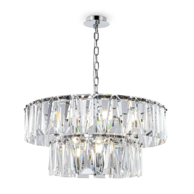 Image of Modern Puntes 2 Tier 12 Light Chrome Pendant Ceiling