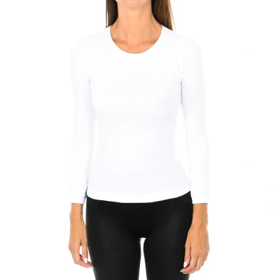 Image of Intimidea Womens Texas long sleeve round neck t shirt 210262 women White Size Medium/Large