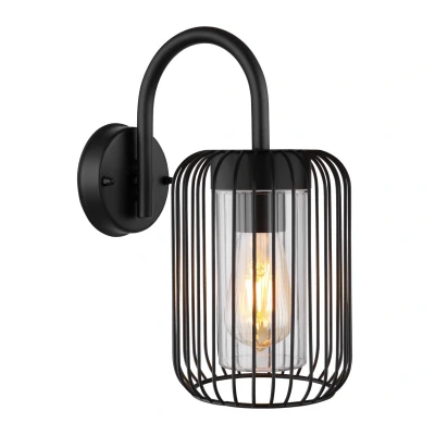 Image of Nina Outdoor Wall Lamp Matt Black IP44 1x E27