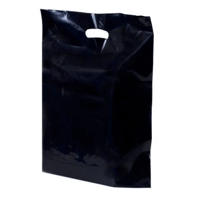 Image of Black Plastic Carrier Bags 38cm x 46cm + 7cm (1 BOX 100 BAGS) by