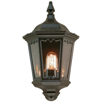 Image of Medstead 1 Light Outdoor Wall Half Lantern Black IP43, E27