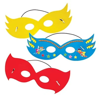 Image of Baker Ross FX724 Star Hero Mask Blanks Pack of 12, Arts and Crafts Party Masks for Kids