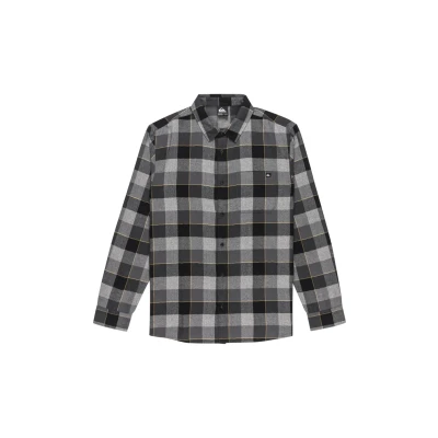 Image of Quiksilver Sweater Motherfly Plaid LS Shirt Men&#039;s Black XL
