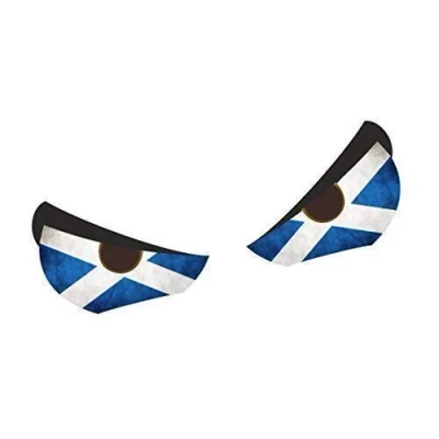 Image of STD Pair Of Evil Eyes with Scotland Scottish Saltire Flag Motif For Motorcycle Helmet etc. Funny Rat look Vinyl Car Sticker Bomb Decal 55x40mm each approx.