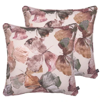 Image of Prestigious Textiles Hanalei Cushions (Twin Pack) Pink Cotton Size 43 cm x