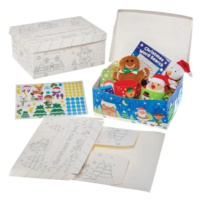 Image of Baker Ross FN334 Colour in Sticker Christmas Eve Box Make Your Own for Kids, Arts and Crafts
