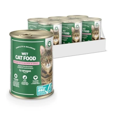 Image of by Amazon Wet Cat Food Can ASC Salmon Chunks in Gravy 6 pack