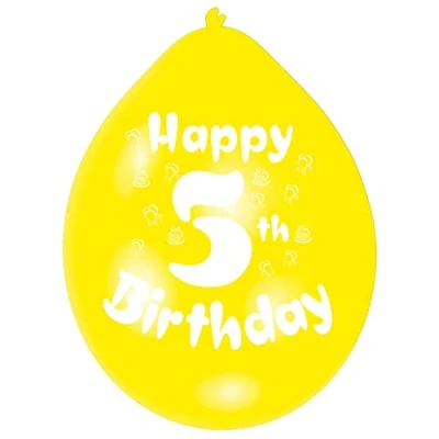 Image of Amscan Int995548 Balloon Pk10 22Cm H 5Th Birthday