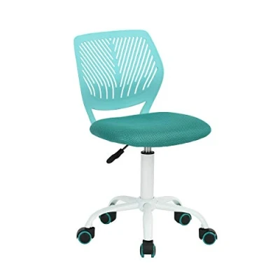 Image of Homy Casa Desk Chair Adjustable Swivel Office Fabric Seat Ergonomic Task without Armrest Turquoise
