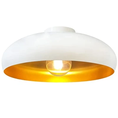 Image of bamyum Androa Industrial Ceiling Light Ø40 cm Metal Lamp Lighting Fixture Mid Century Modern Chandeliers Vintage White Gold