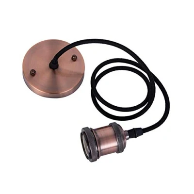 Image of EmyTock Vintage Pendant Light Fitting Modern Retro Industrial Style E27 Lamp Holder Copper Ceiling Rose