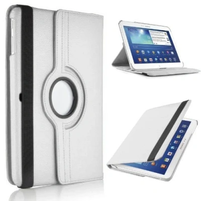 Image of TechDealsUK 360 Degree Rotating Leather Folding Folio Stand Case Cover For Samsung Galaxy Tab 2 10.1 P5100 P5110 (White)