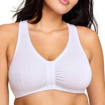 Image of Glamorise Women&#039;s Cotton T Back Full Cup Everyday Bra, White, 42DD/E