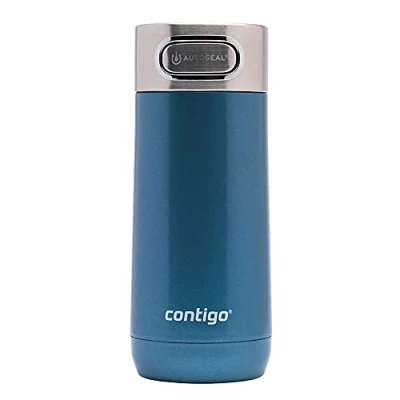 Image of Contigo Luxe Autoseal Travel Mug, Stainless Steel Thermal Vacuum Flask, Leakproof Tumbler, dishwasher safe, Coffee Mug with BPA Free Easy Clean Lid, Cornflower, 360 ml