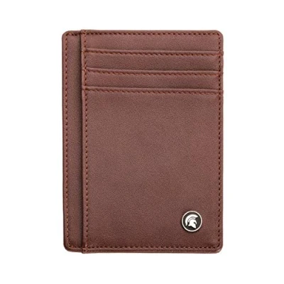 Image of POWR Mens Wallet, Slim RFID Blocking Minimalist Credit Card Holder (Dark Brown), Holds up to 7 Cards and Bank Notes, Ideal for Travel