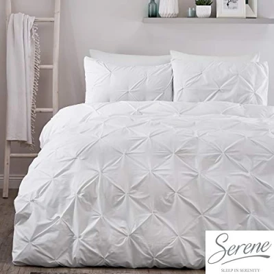 Image of Serene Lara Ruched Easy Care Duvet Cover Set, White, King