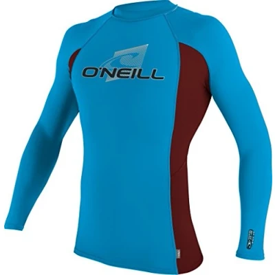 Image of O&#039;Neill Men&#039;s Skins Crew Rash Guard Long Sleeve Nylon Elastane Shirt Sky/Myres/Sky, 2X Large