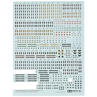 Image of Tamiya German WWII Insignia Decal Set (Waffen SS/Afrika Korps) Army Model Hobby Aircraft Construction Kits, 12641, Grey, zzzz s