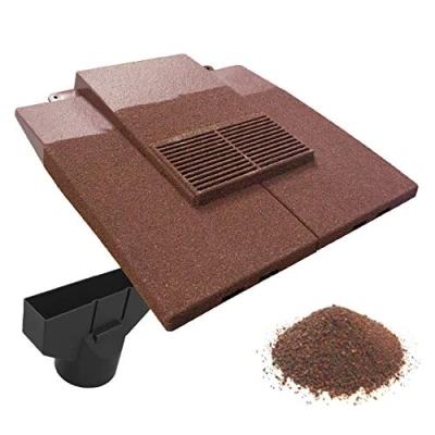 Image of Granulated Old Red Plain in line Roof Tile Vent &amp; Pipe Adapter, Concrete Clay